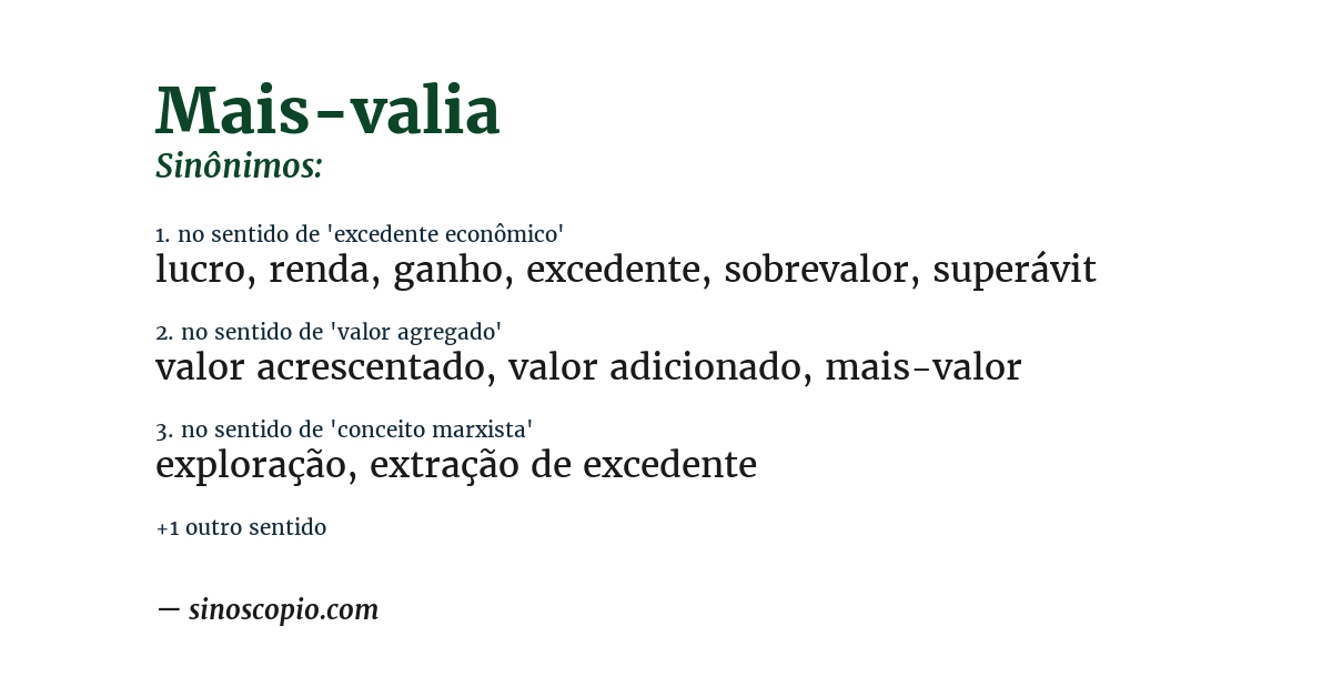 Sinônimo de mais-valia