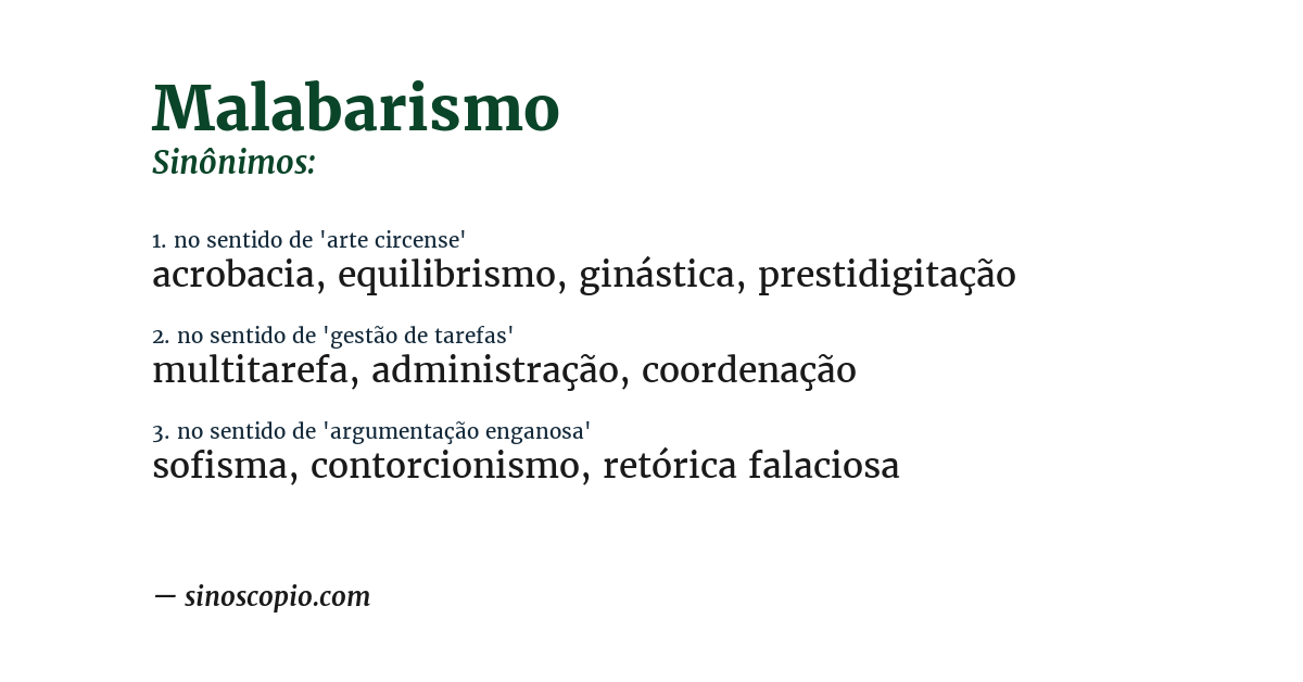 Sinônimo de malabarismo