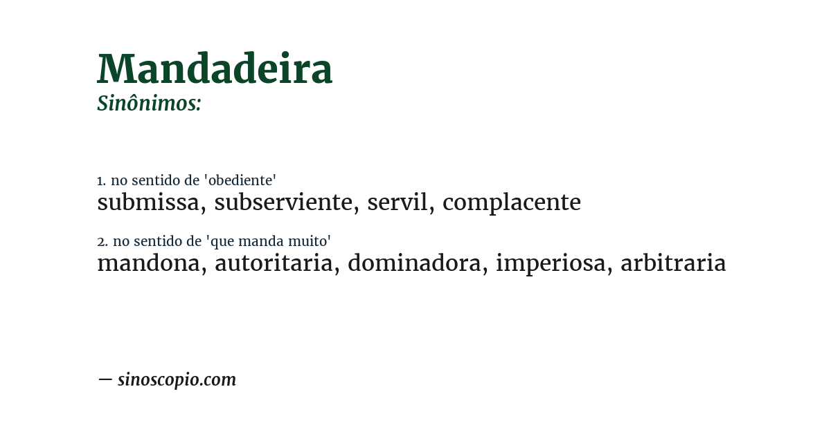 Sinônimo de mandadeira