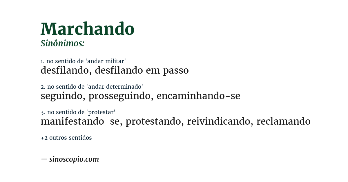 Sinônimo de marchando