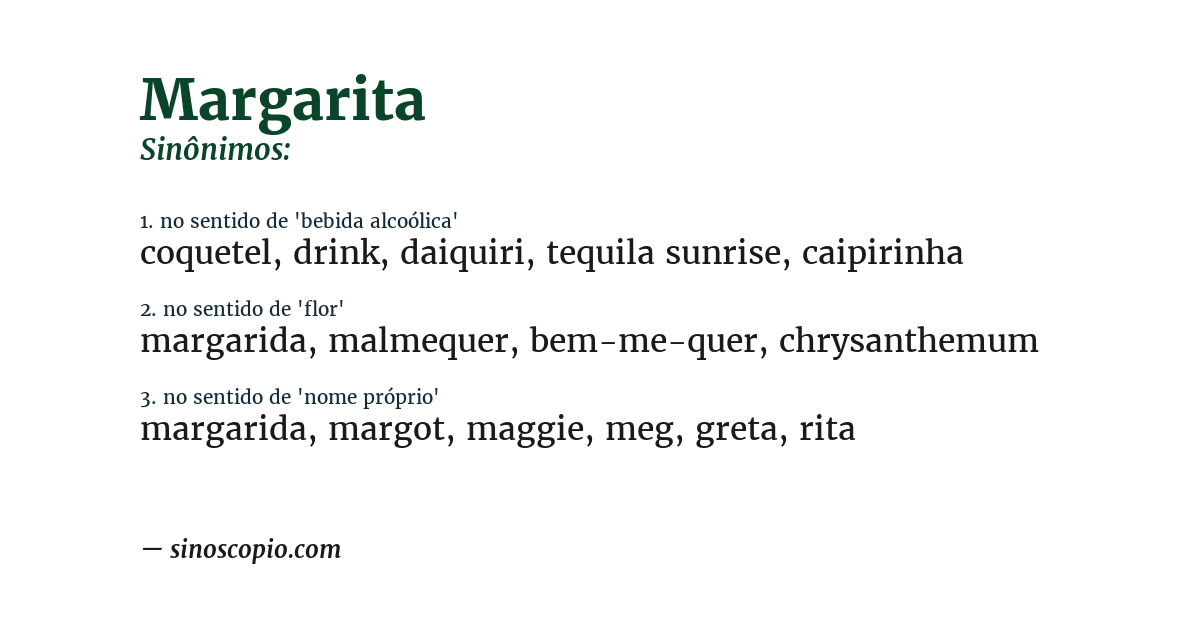 Sinônimo de margarita