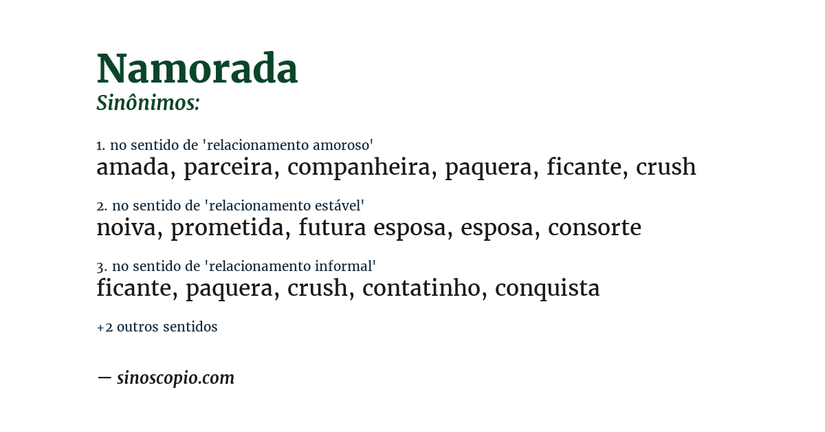 Sinônimo de namorada