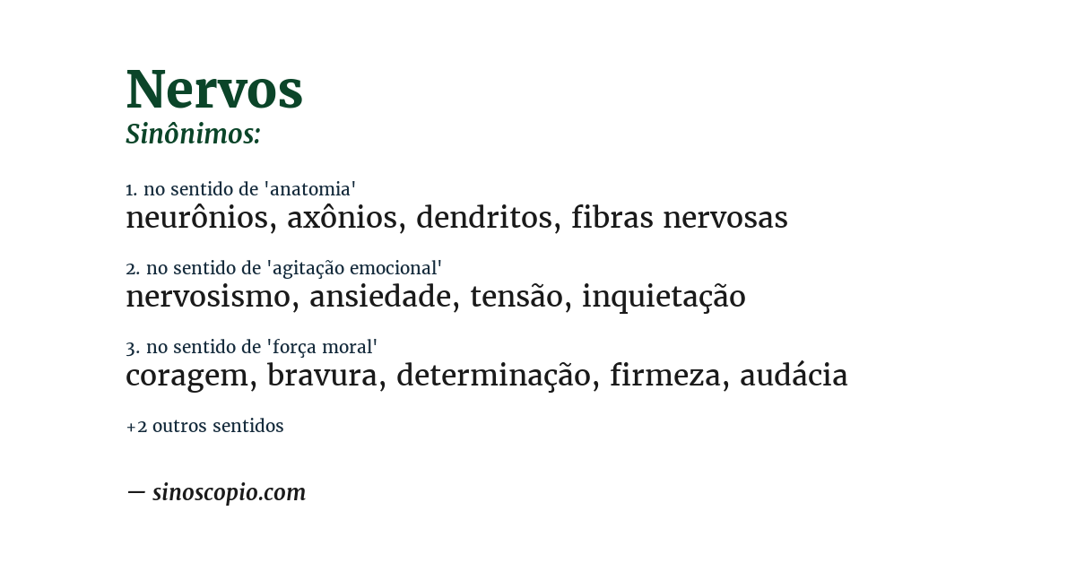 Sinônimo de nervos