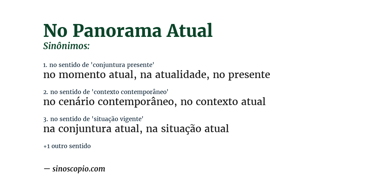 Sinônimo de no panorama atual