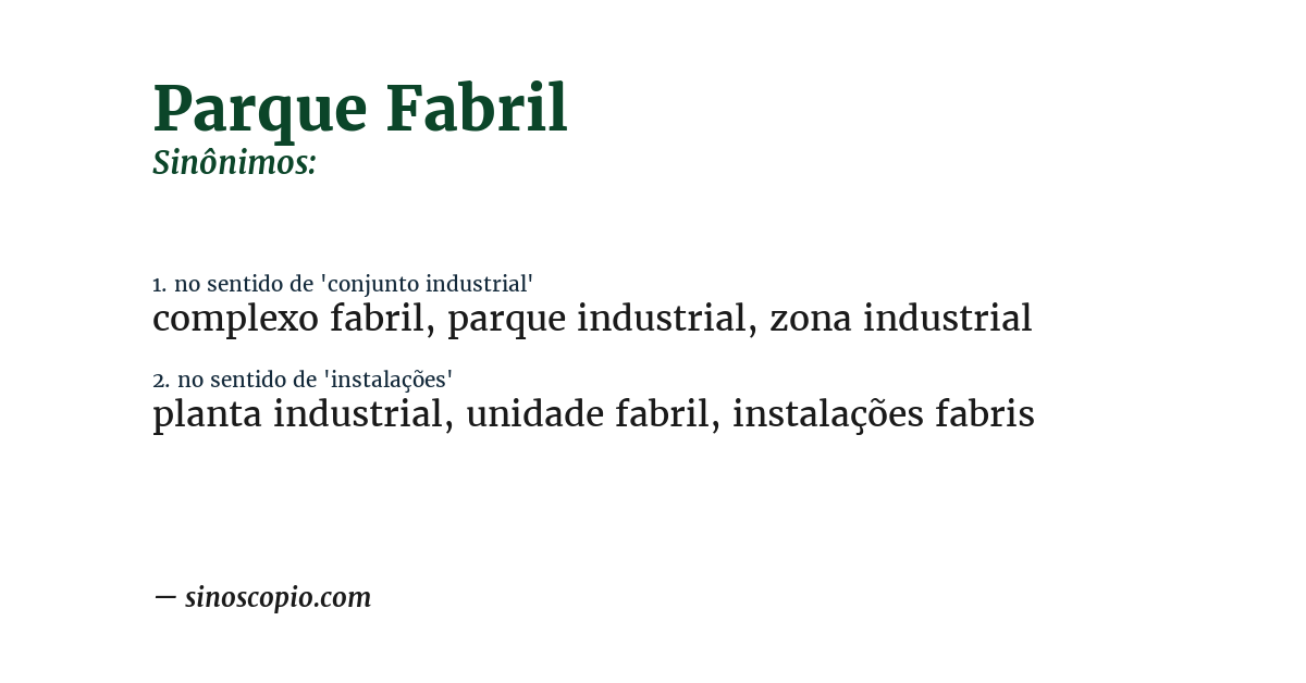 Sinônimo de parque fabril