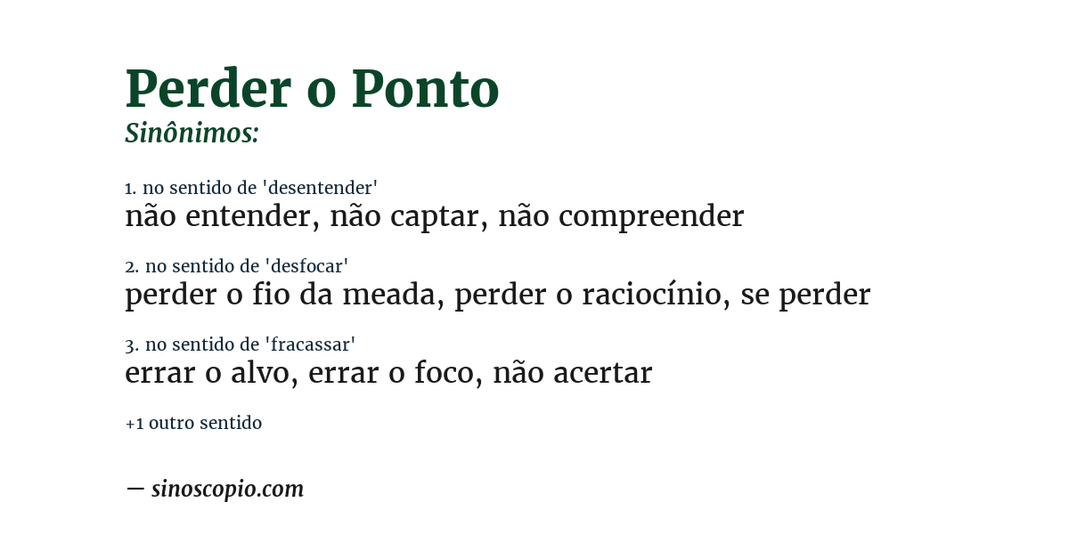 Sinônimo de perder o ponto