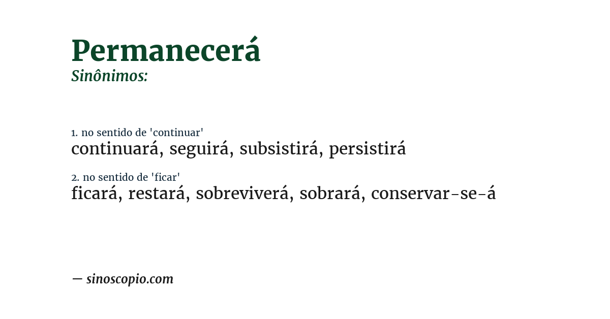 Sinônimo de permanecerá