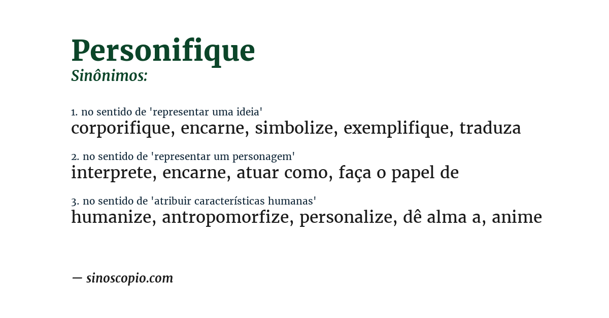 Sinônimo de personifique
