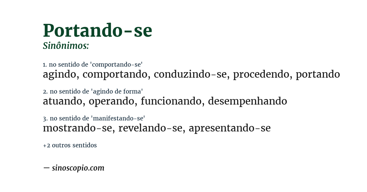 Sinônimo de portando-se