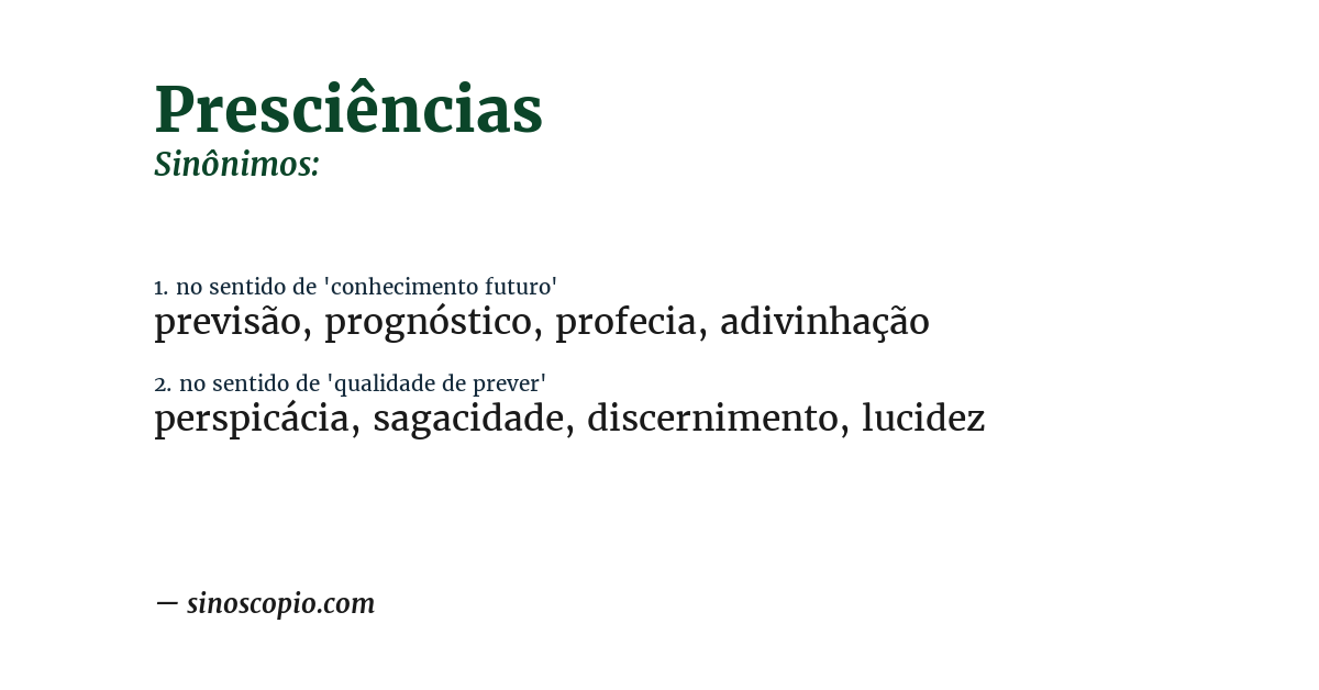 Sinônimo de presciências