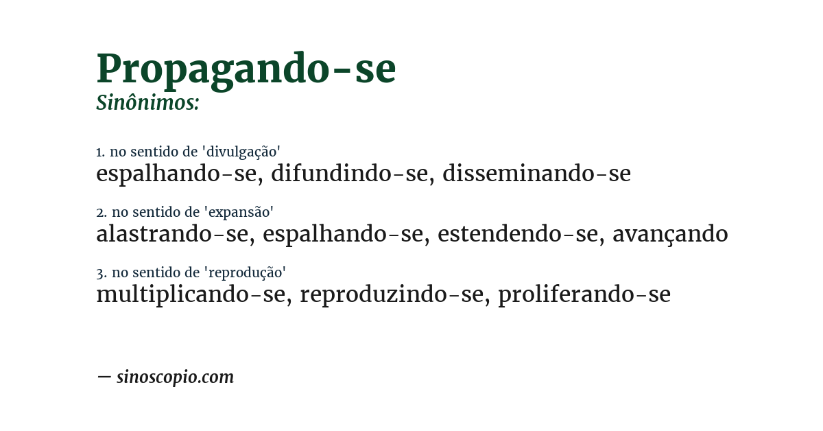 Sinônimo de propagando-se