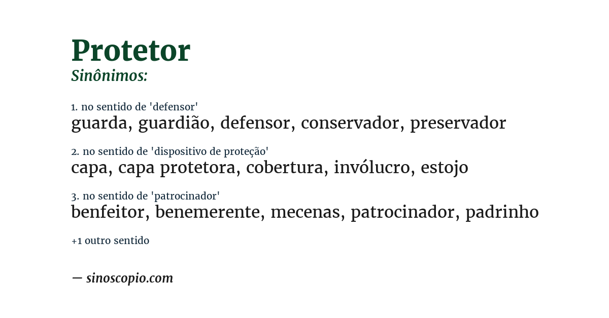 Sinônimo de protetor