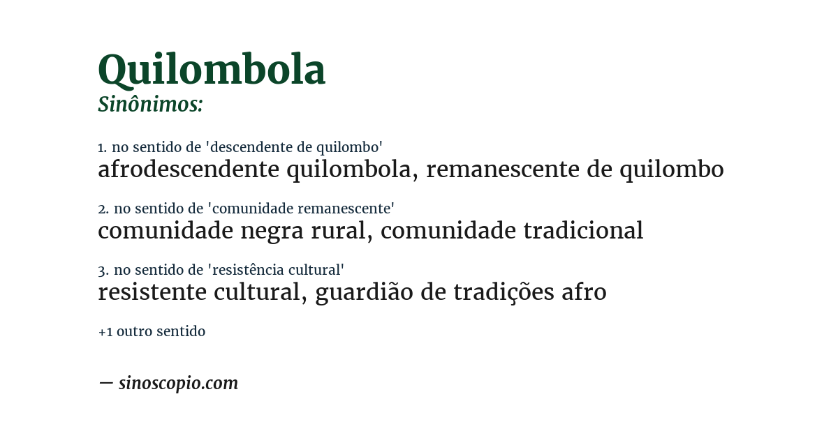 Sinônimo de quilombola