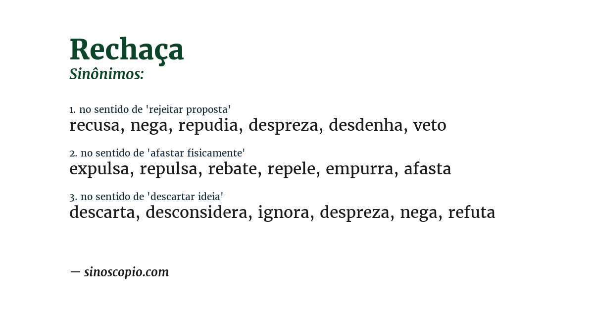 Sinônimo de rechaça
