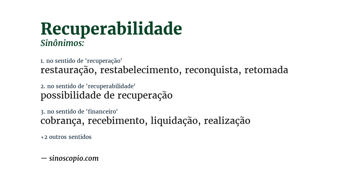 Sinônimo de recuperabilidade