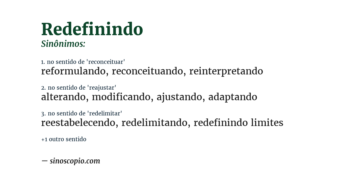 Sinônimo de redefinindo