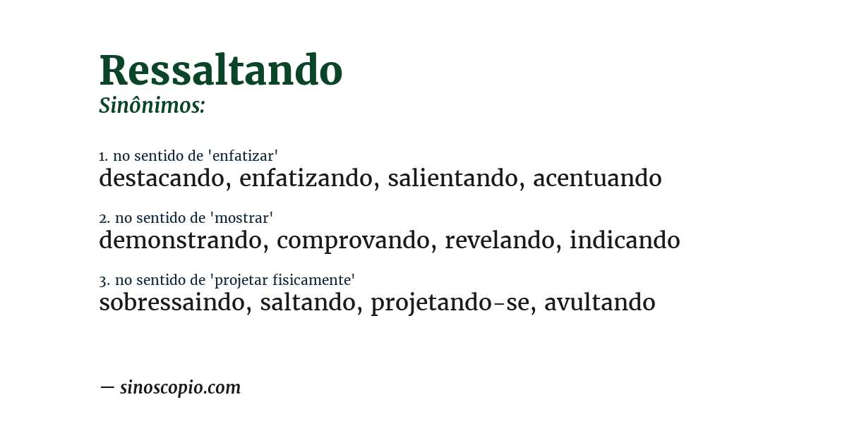Sinônimo de ressaltando