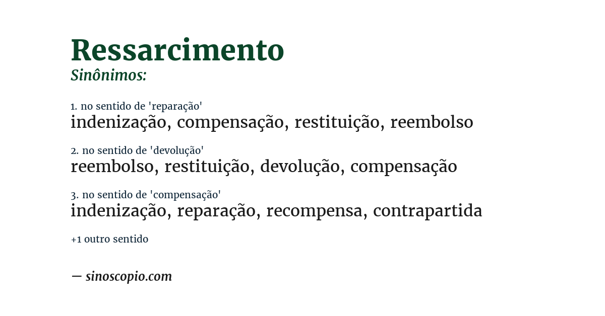 Sinônimo de ressarcimento