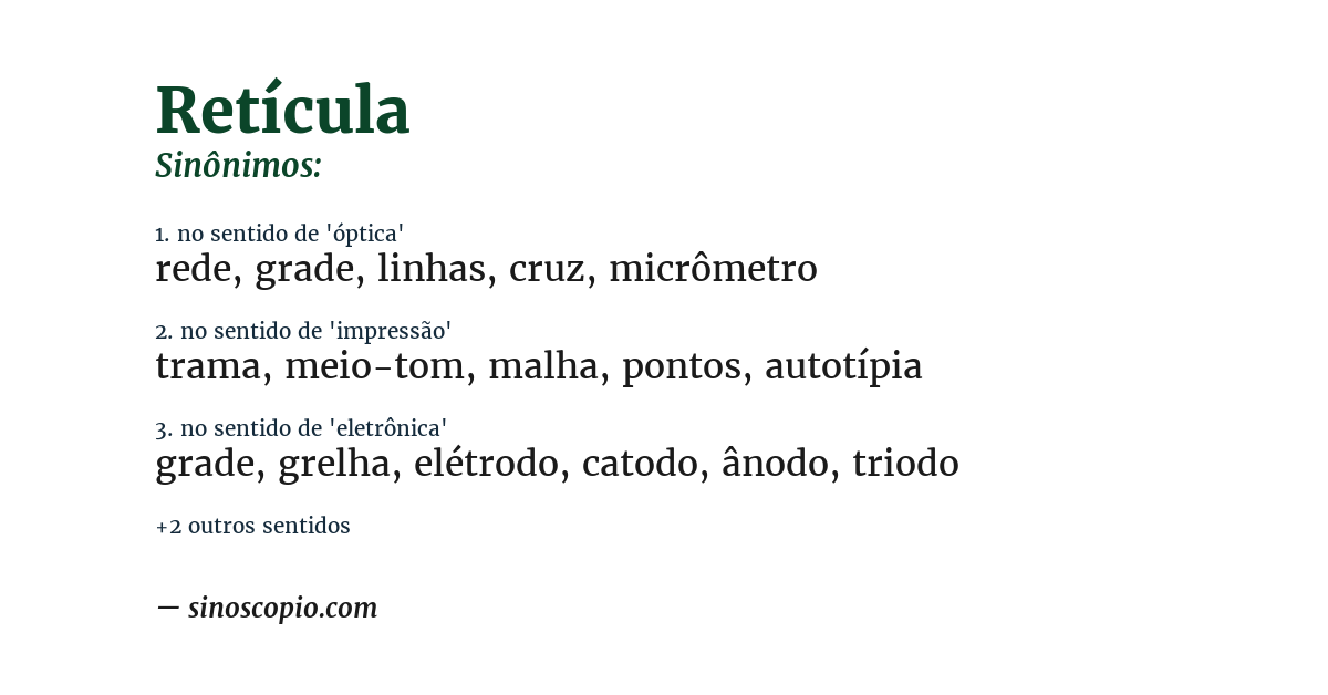 Sinônimo de retícula