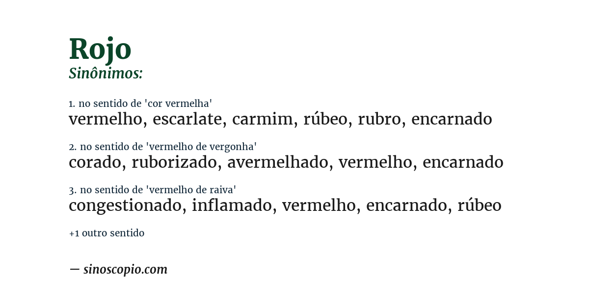 Sinônimo de rojo