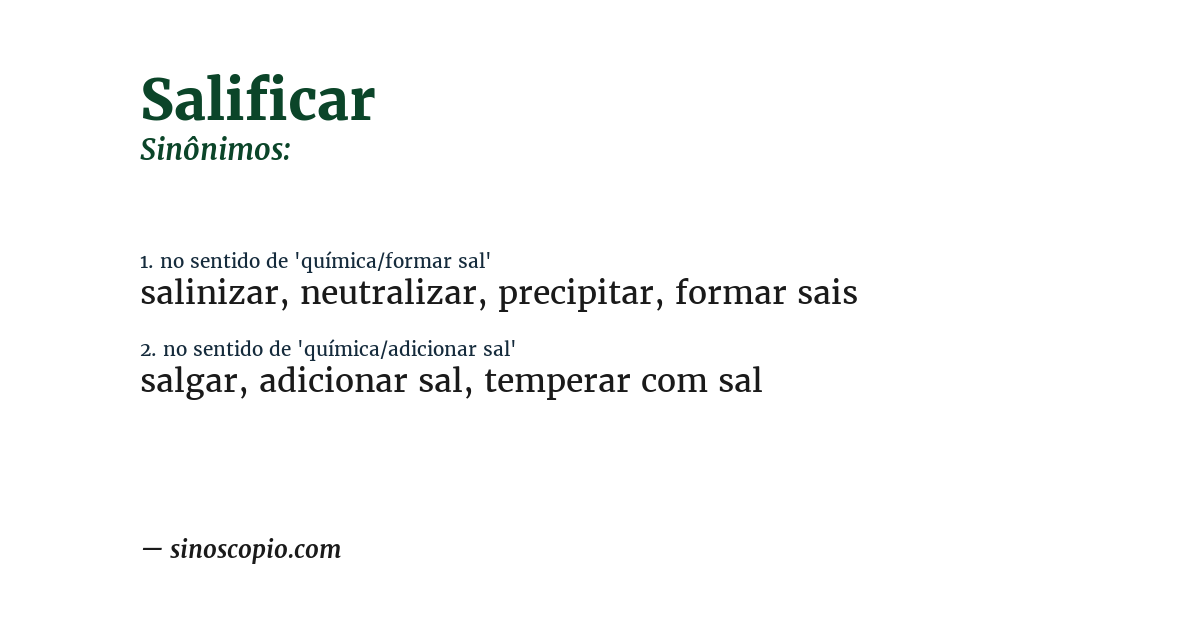 Sinônimo de salificar