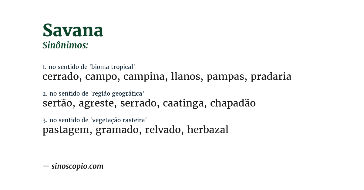 Sinônimo de savana