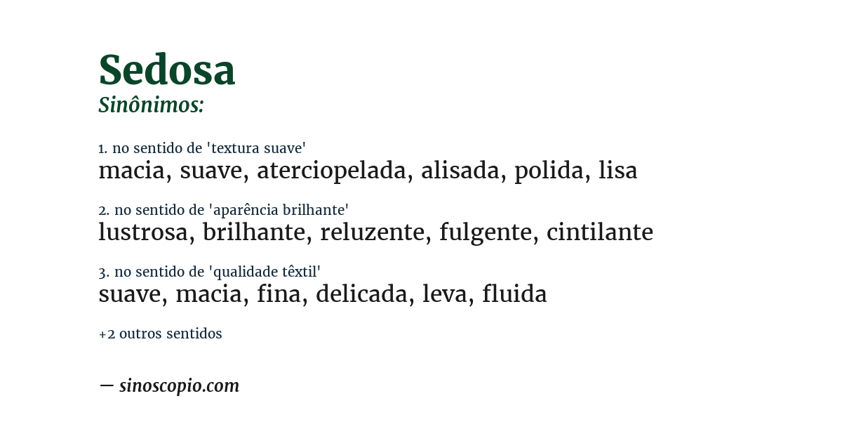 Sinônimo de sedosa