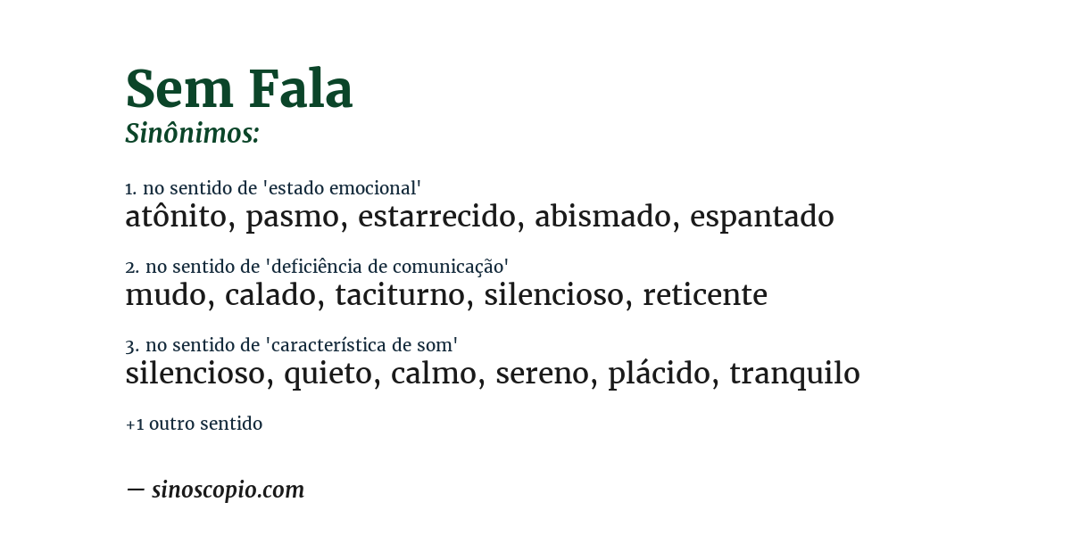 Sinônimo de sem fala