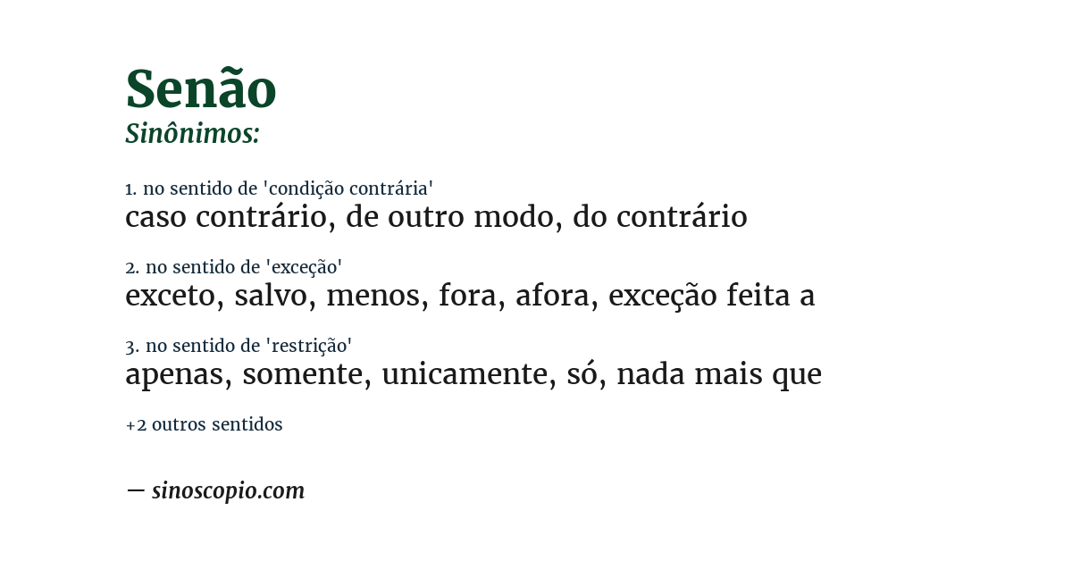 Sinônimo de senão