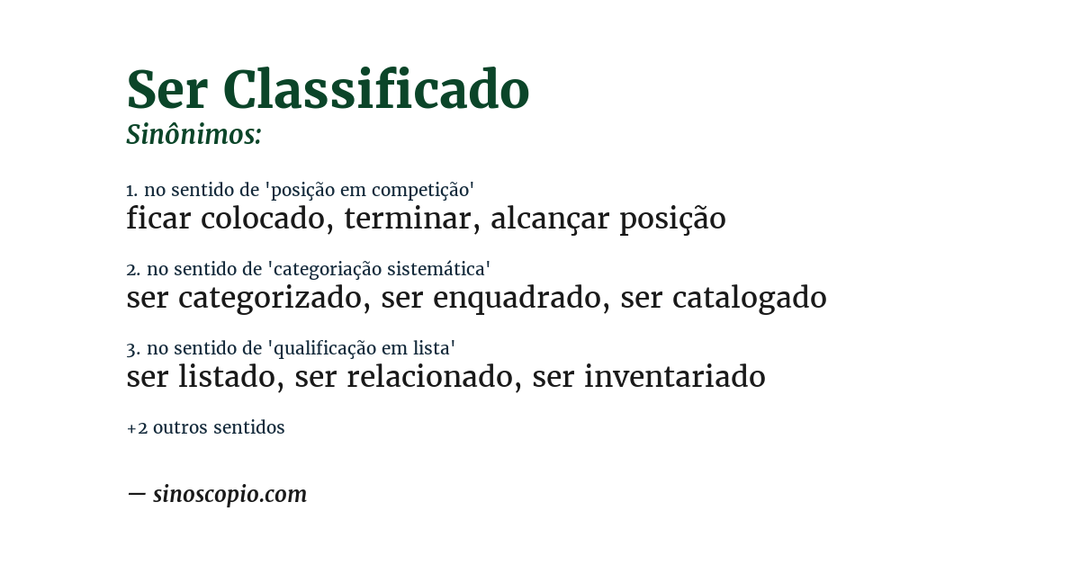 Sinônimo de ser classificado