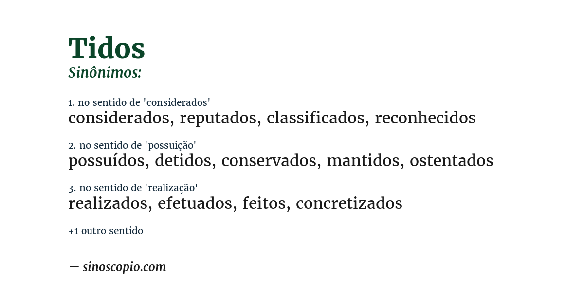 Sinônimo de tidos