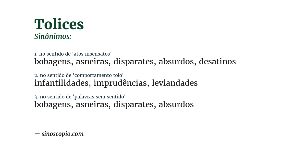 Sinônimo de tolices