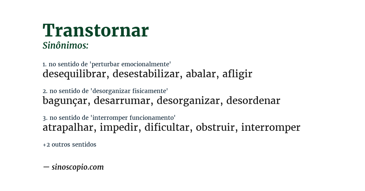 Sinônimo de transtornar