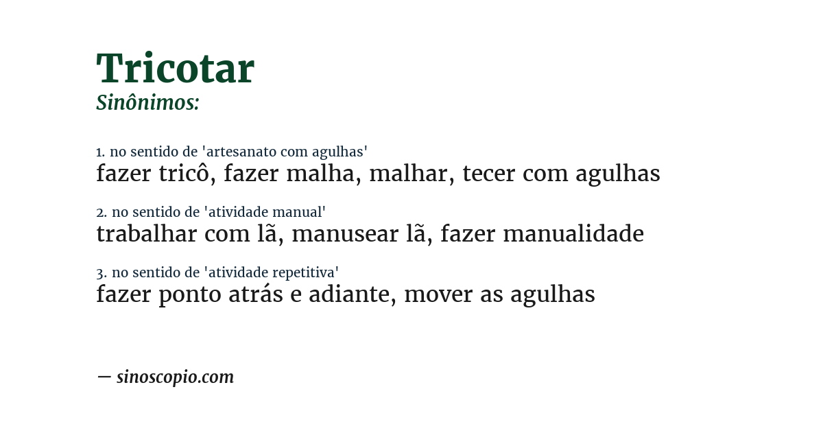 Sinônimo de tricotar