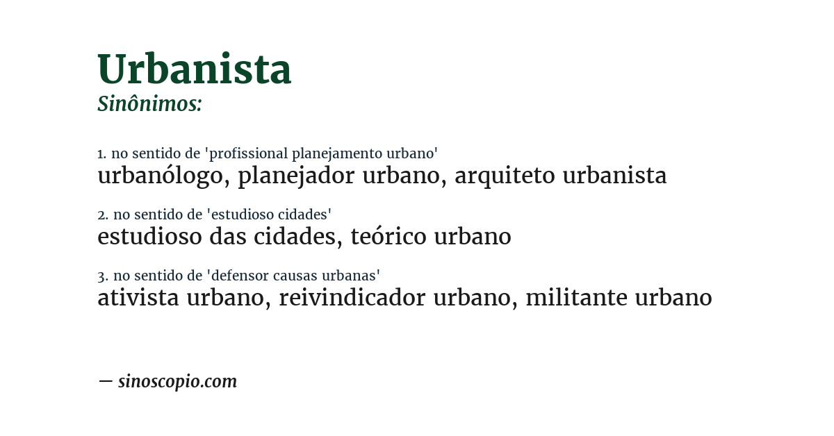 Sinônimo de urbanista
