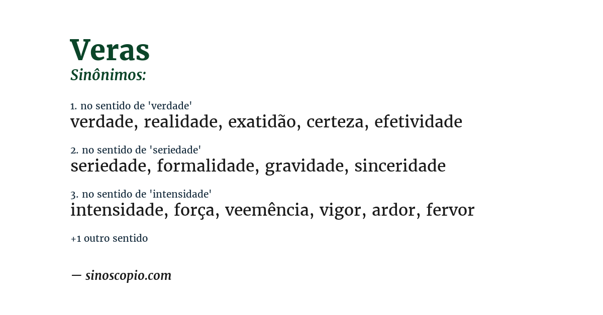 Sinônimo de veras