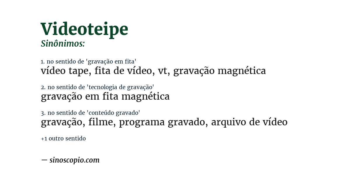 Sinônimo de videoteipe