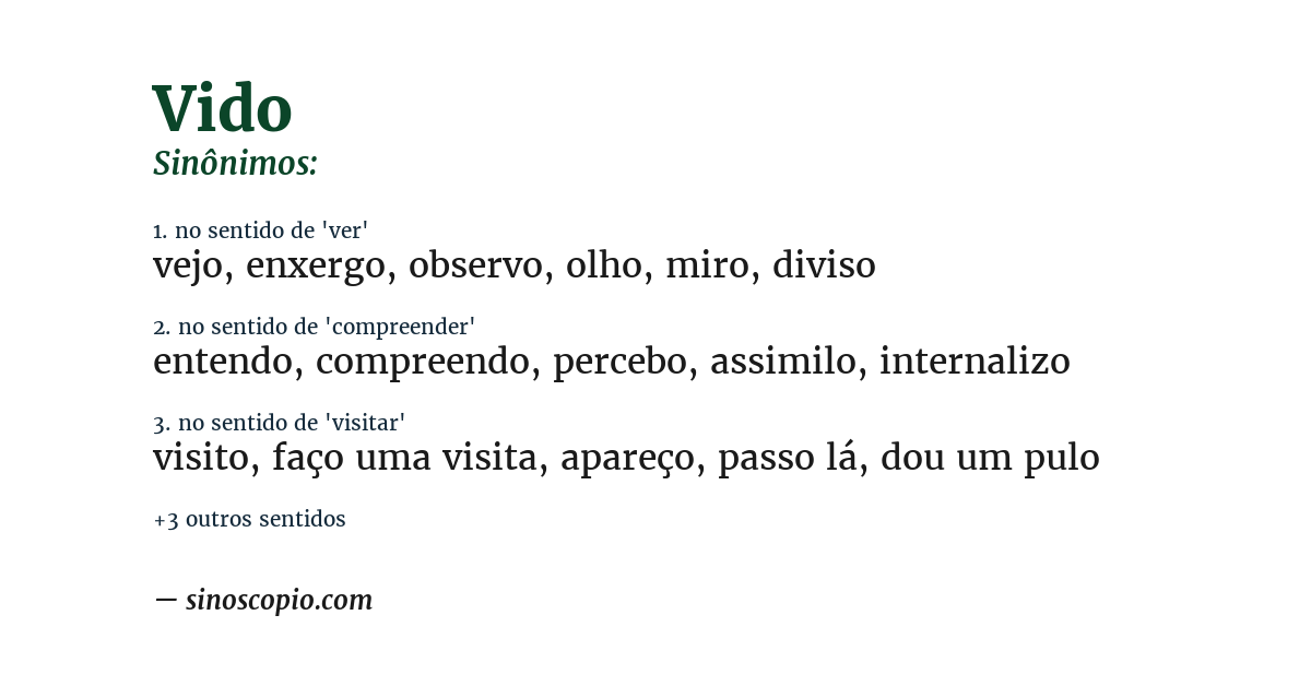 Sinônimo de vido