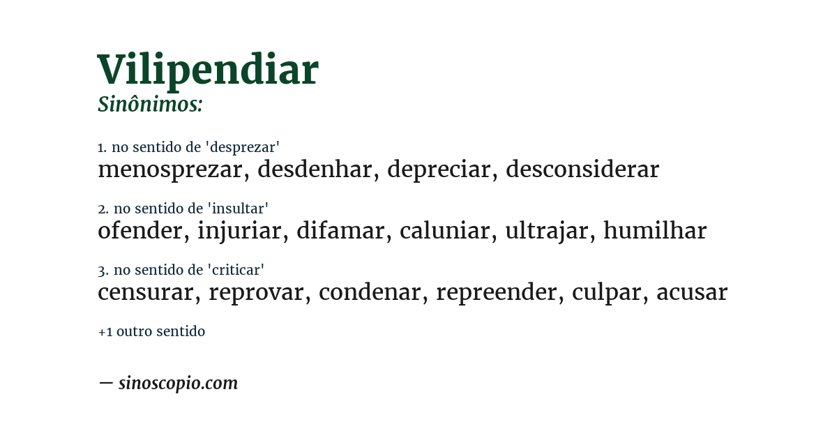 Sinônimo de vilipendiar