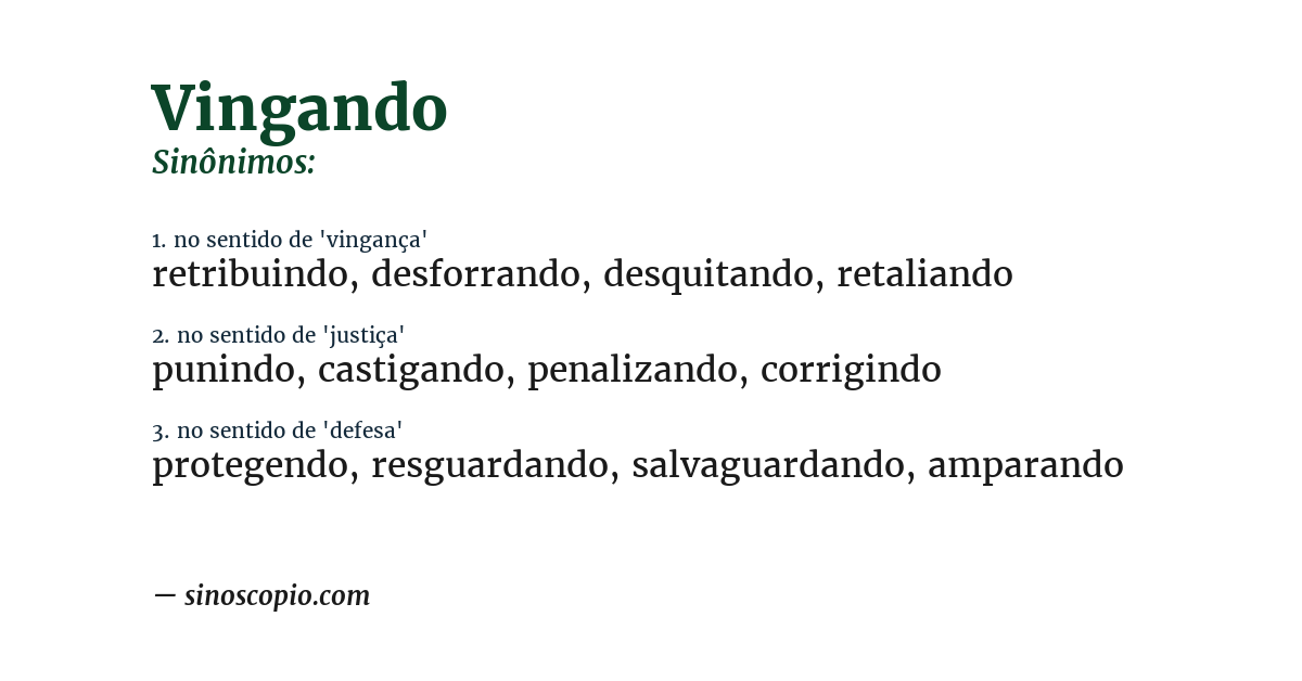 Sinônimo de vingando