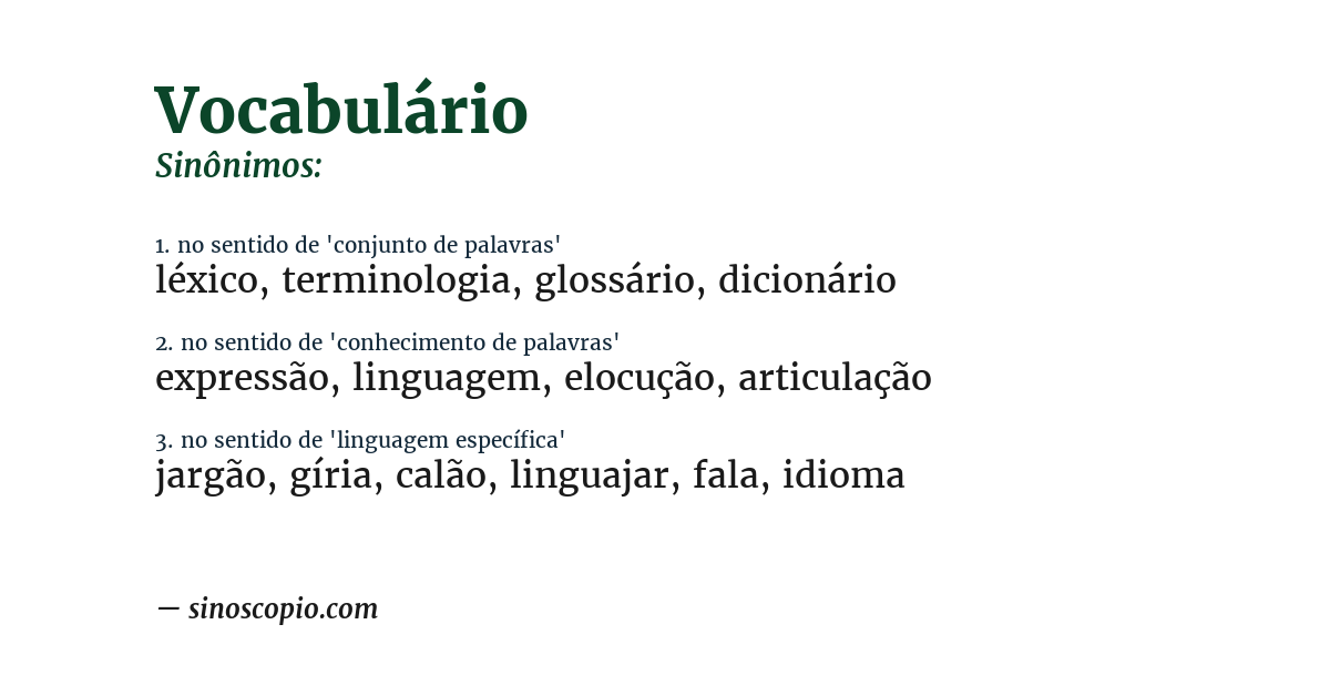 Sinônimo de vocabulário