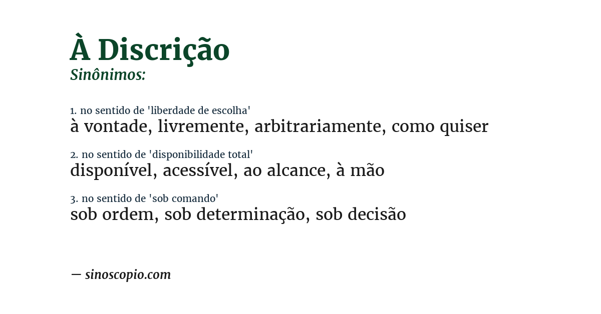 Sinônimo de à discrição