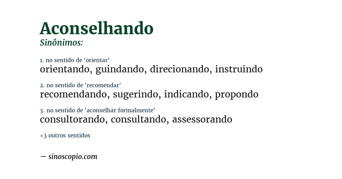 Sinônimo de aconselhando