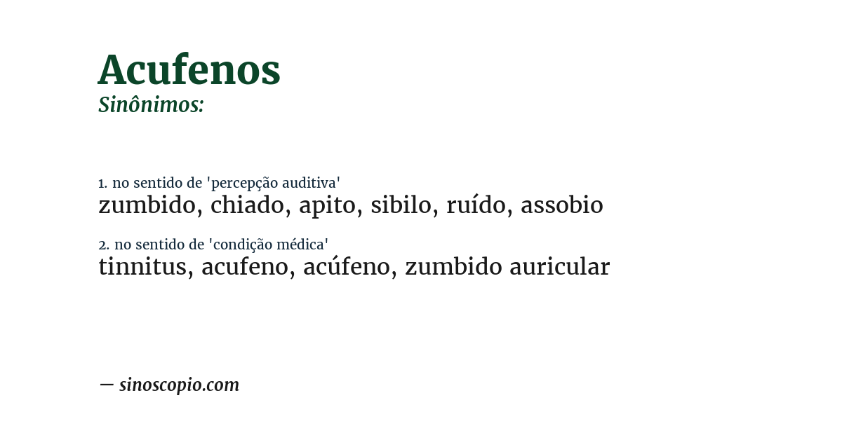 Sinônimo de acufenos