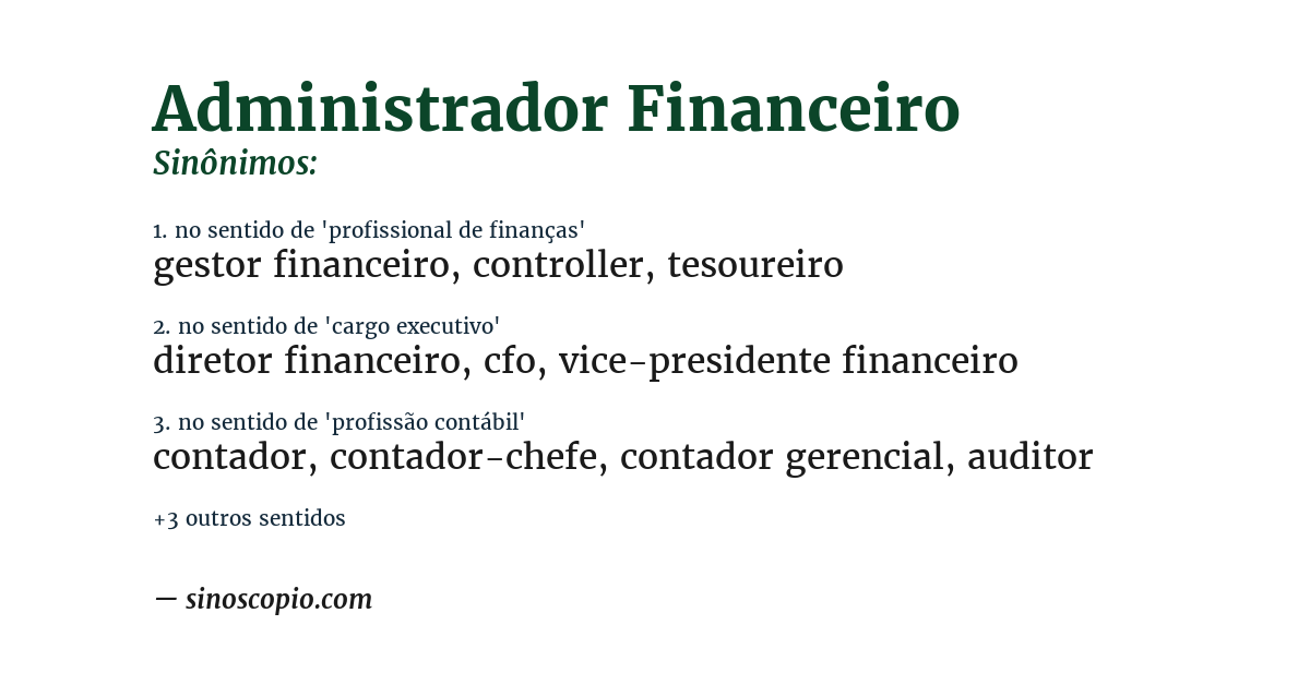 Sinônimo de administrador financeiro