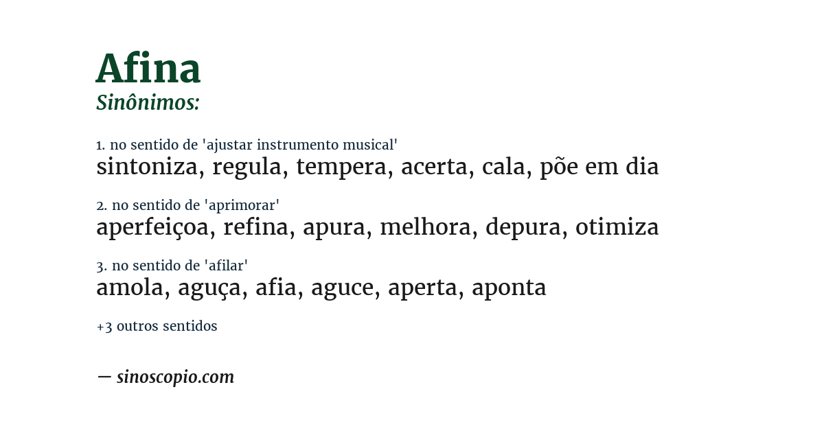 Sinônimo de afina