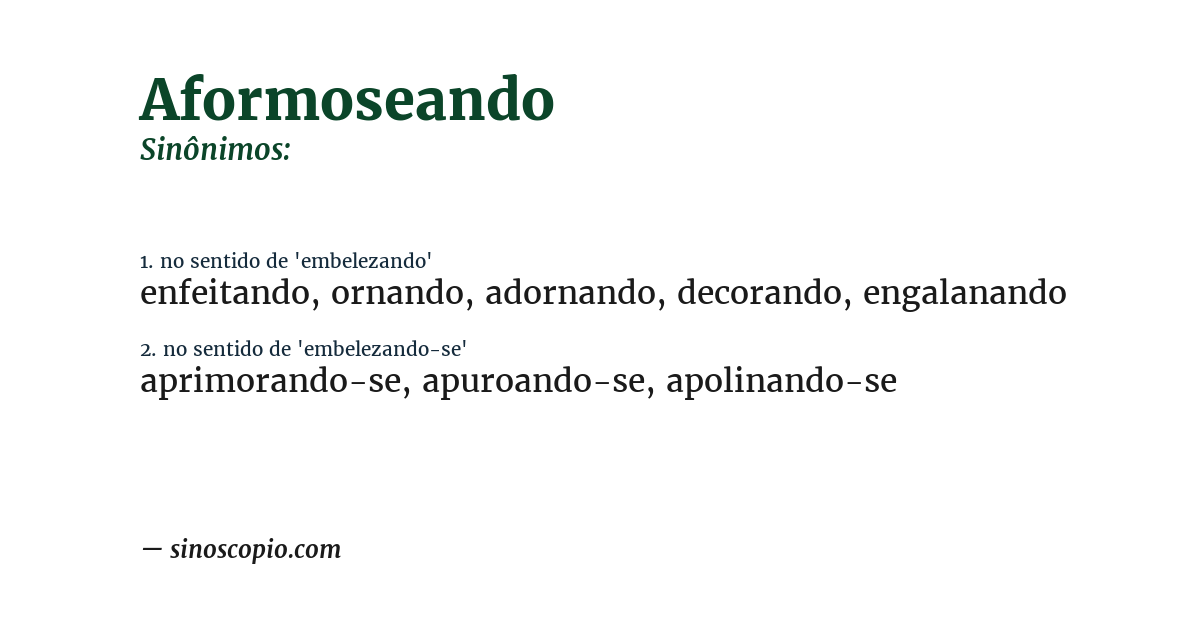 Sinônimo de aformoseando
