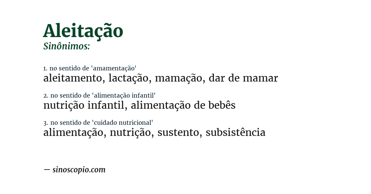 Sinônimo de aleitação