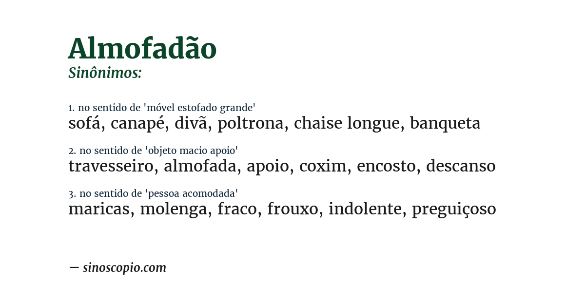 Sinônimo de almofadão