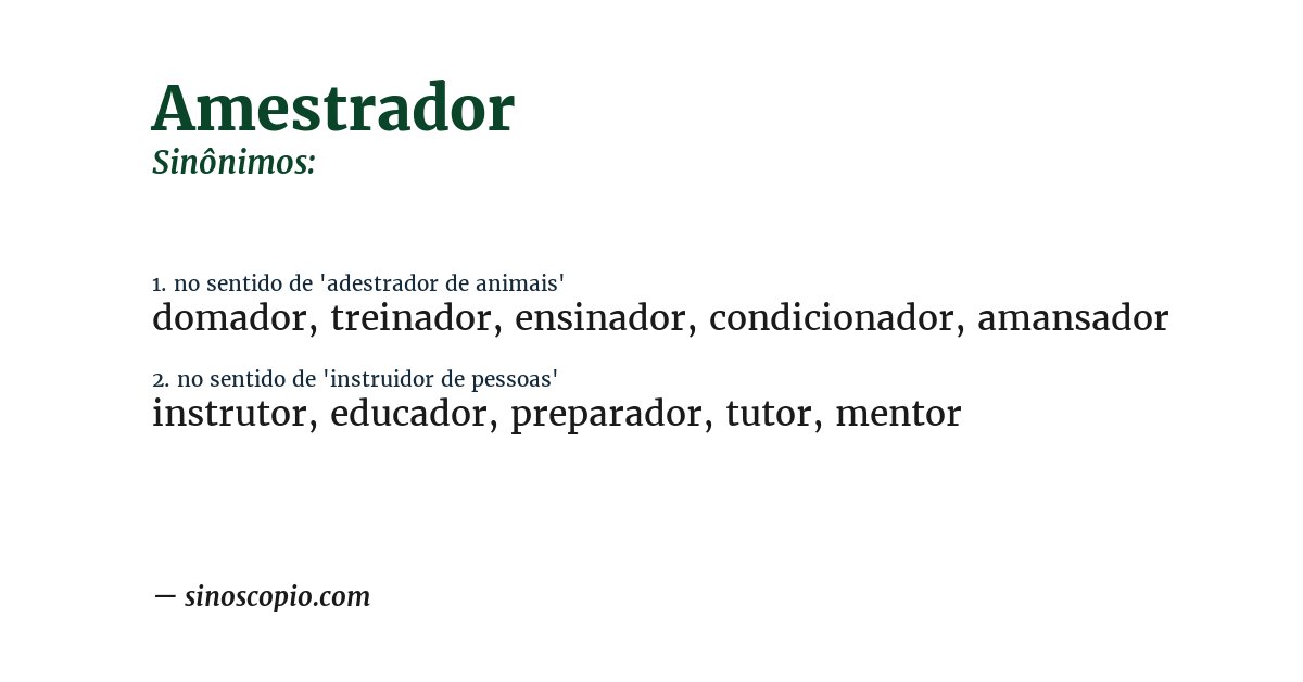 Sinônimo de amestrador